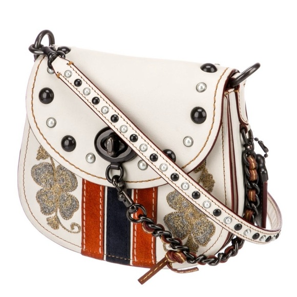 COACH Western Embroidery Turnlock Saddle Bag 17 In Glovetanned Leather - Picture 2 of 7